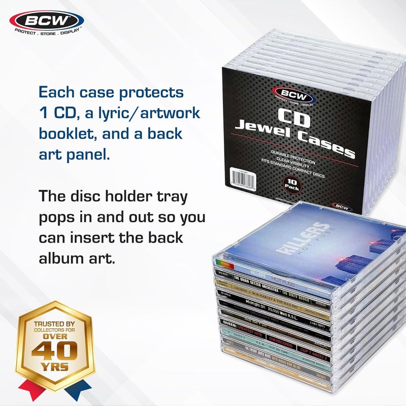 BCW CD Jewel Cases - 20 Pack | Clear CD Cases for Standard Discs | Durable Plastic Storage and Replacement Jewel Case - Image 2